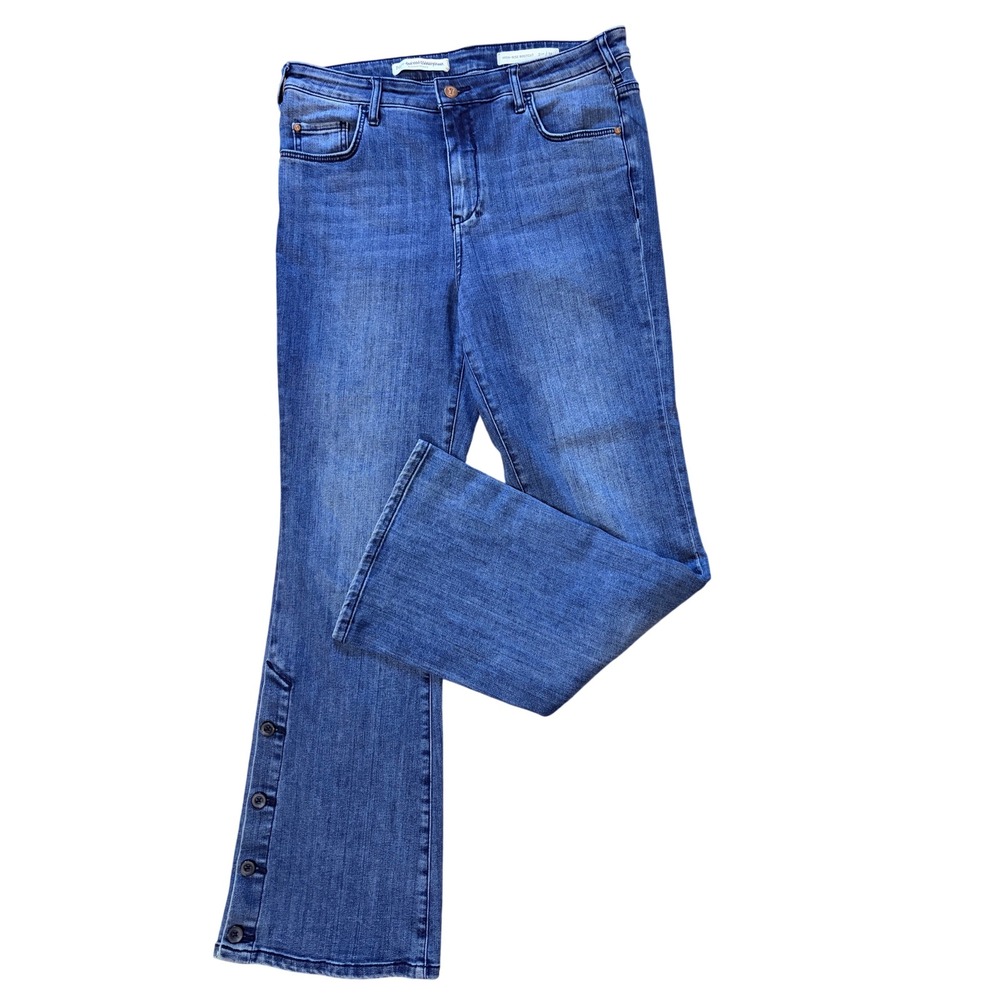Anthro Pilcro High Rise Bootcut Flare Jeans Button Detail Size 31 Retro Revival‎